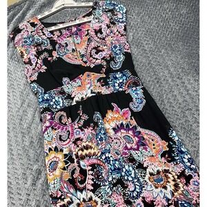 Express Women's Maxi Dress Small Black Floral Paisley Boho Sleeveless Tie Back‎